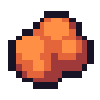 Lumpy orange-red object symbolizing copper ore